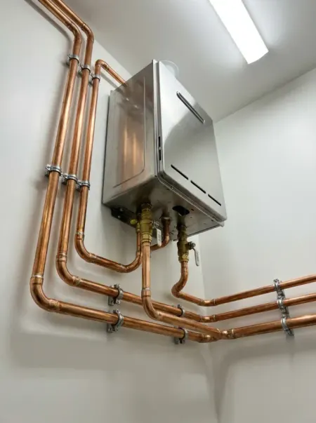 Tankless water heater installed by Mario Plumbing & Heating